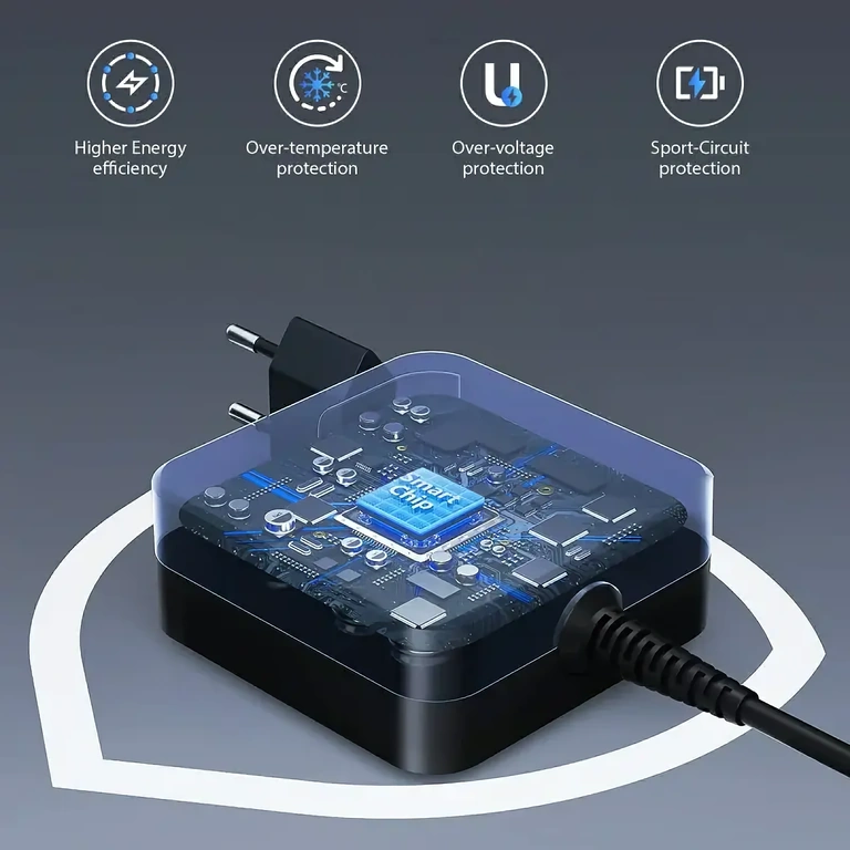 Nešiojamas USB-C 65W įkroviklis mobiliai naudojimui