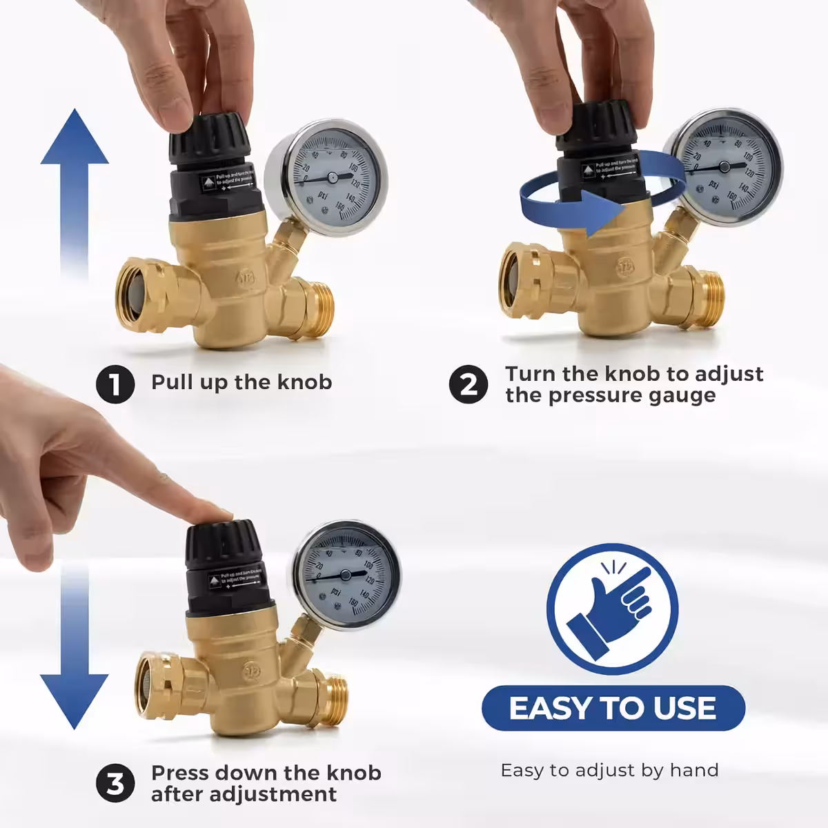 Reguliatorius su tiksliu slėgio derinimu iki 160 PSI