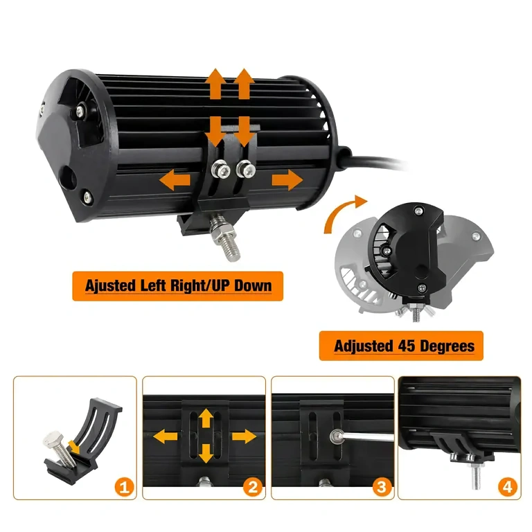 Dual LED BAR rinkinys 240 W Du LED BAR su tvirtu laikikliu, skirti bekelės transportui