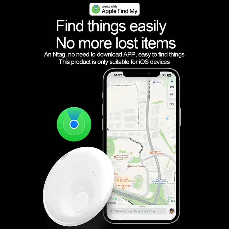 GPS su Find My tinklu GPS įrenginys, naudojantis „Find My“ tinklą vietos nustatymui