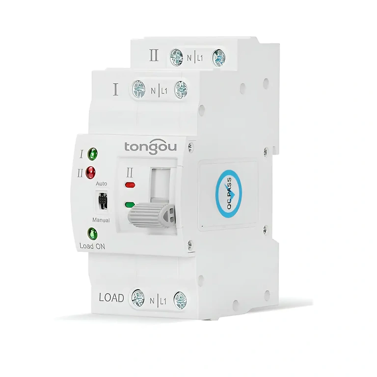 ATS šoninis vaizdas Automatinio perjungimo jungiklio šoninis vaizdas