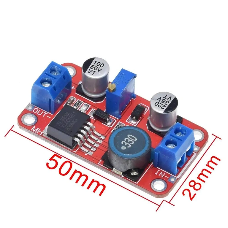 XL6019 DC-DC Boost Converter modulis – matmenys XL6019 DC-DC Boost Converter matmenys: 50×28×13 mm – puikiai tinka įvairiems projektams