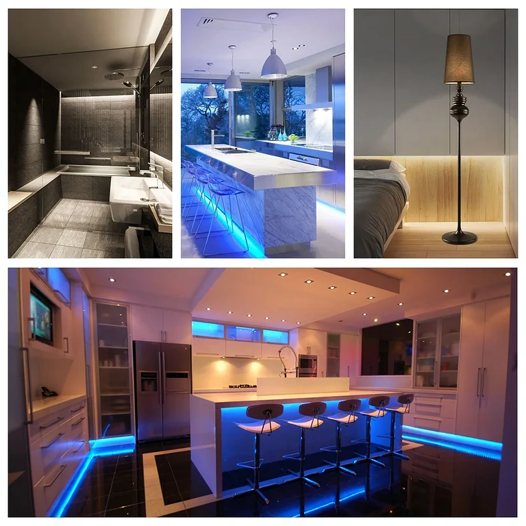 Monochromatinė LED juosta 5V 12V 24V įjungta ir valdoma 30A dimmeriu