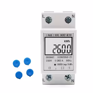 Vienfazis elektros skaitiklis su skaitmeniniu ekranu energijos suvartojimui stebėti, montavimas ant DIN bėgelio