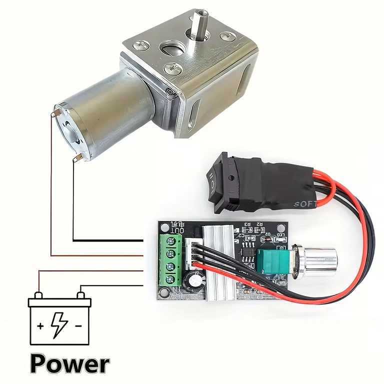 DC variklių PWM valdiklio prijungimas