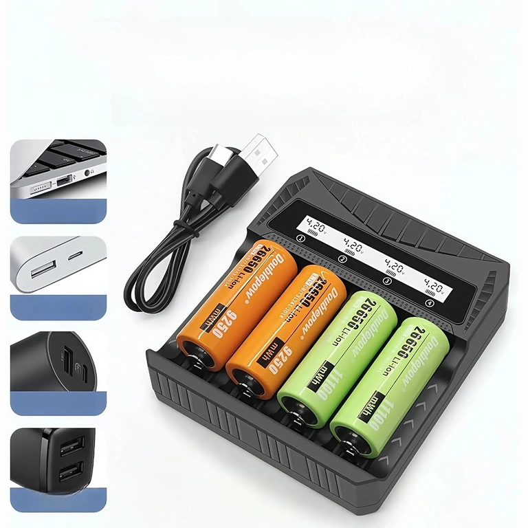 Universali įkroviklio sistema su Li-ion baterijomis