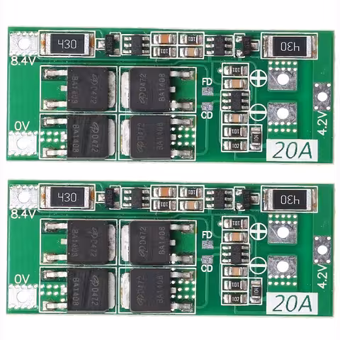 Rinkinys 2 vnt. – 2S 20A 7.4V BMS modulis su balansavimu – schema įtraukta