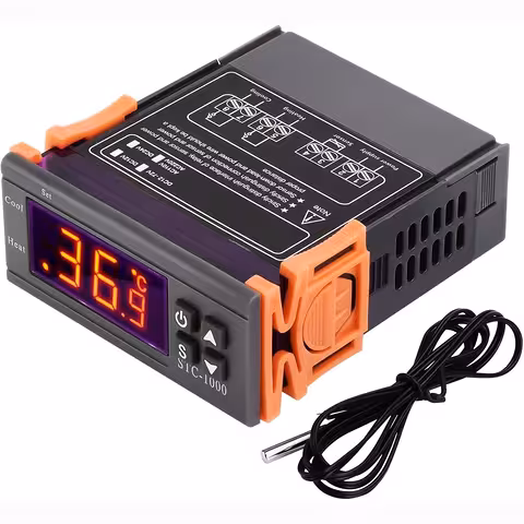 Skaitmeninis temperatūros valdiklis 220V/230V – STC1000 elektroninis termostatas su NTC jutikliu ir dviguba relė