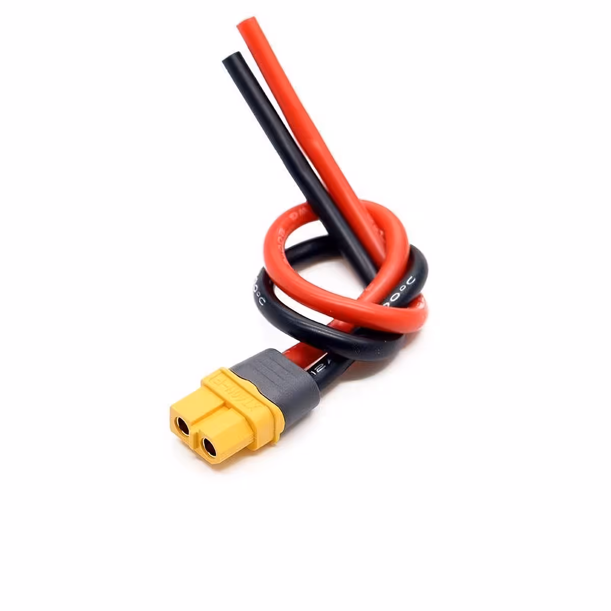 Artimas XT60 moteriškos jungties vaizdas su 12AWG laidu