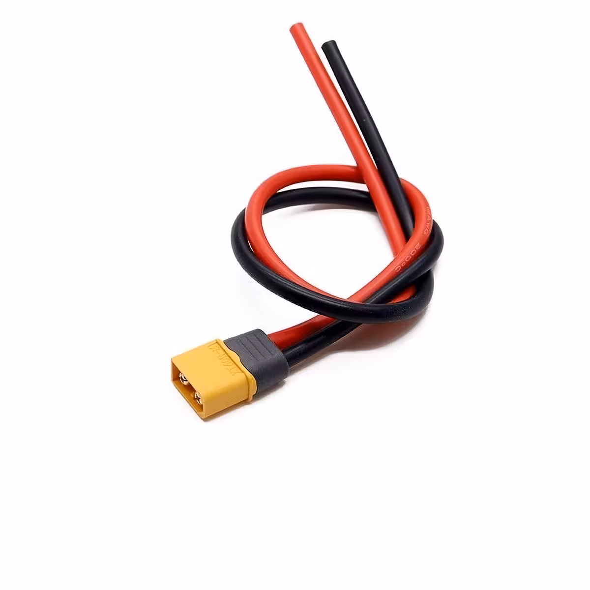 Artimas XT60 vyriškos jungties vaizdas su 12AWG laidu