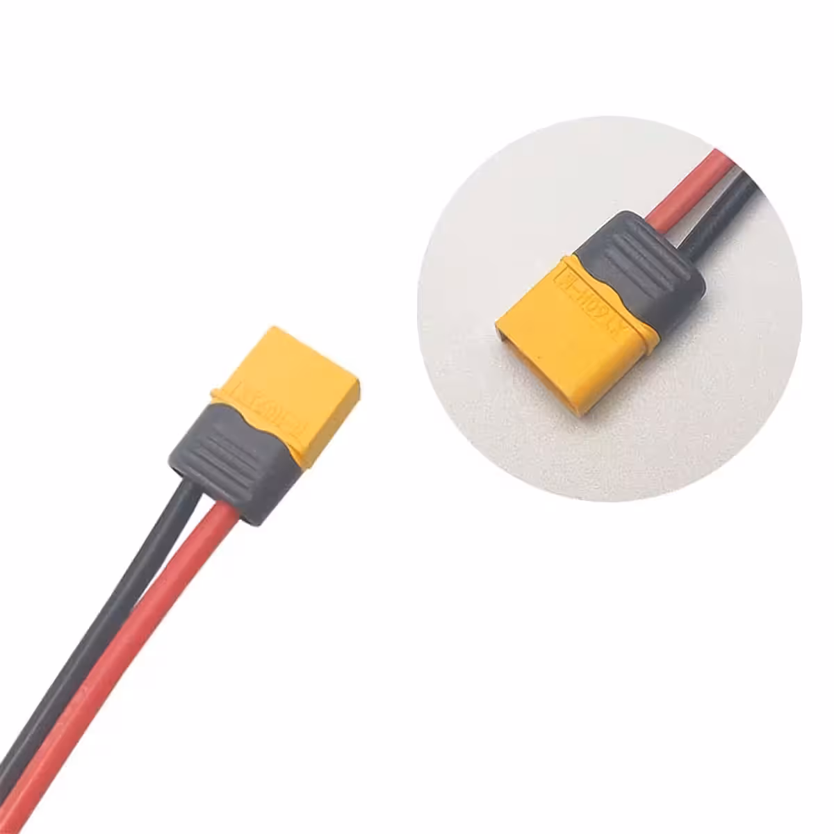 XT60 vyriškos jungties gnybtų detalė su 12AWG laidu