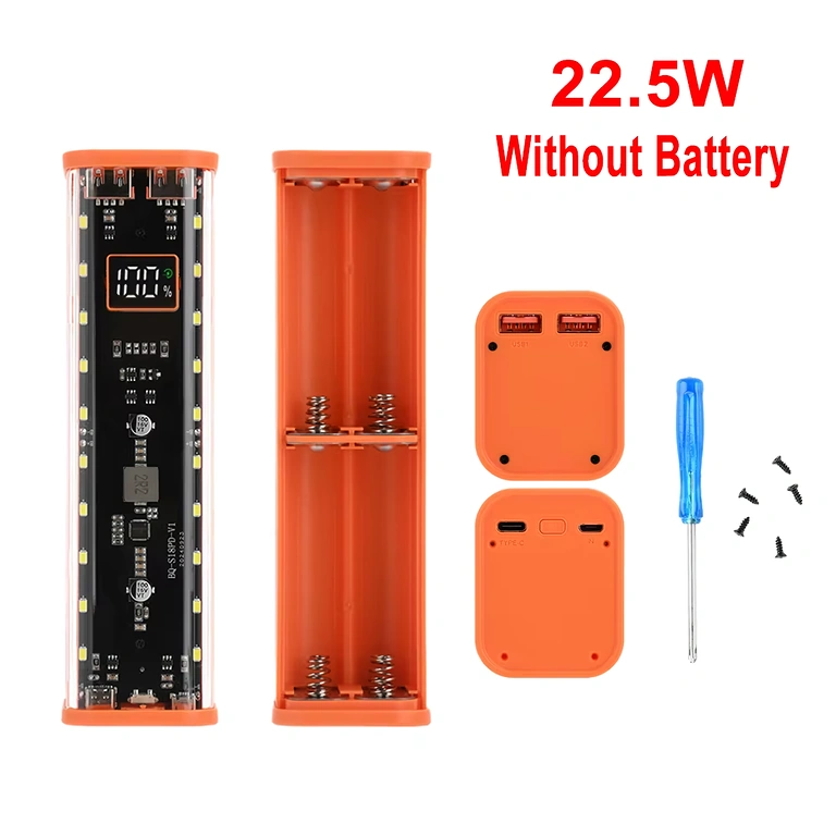 18650 power bank dėklas su USB ir Type-C prievadais