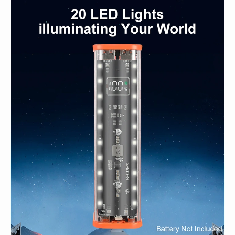 Integruotas LED mygtukas power bank dėkle