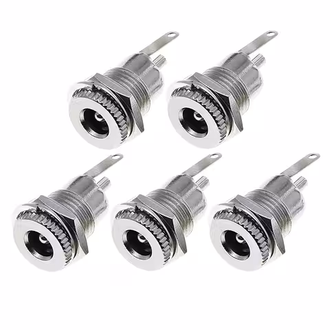 Rinkinys 5 vnt. – DC 12V 5.5mm × 2.1mm maitinimo kištukas – moteriška jungtis