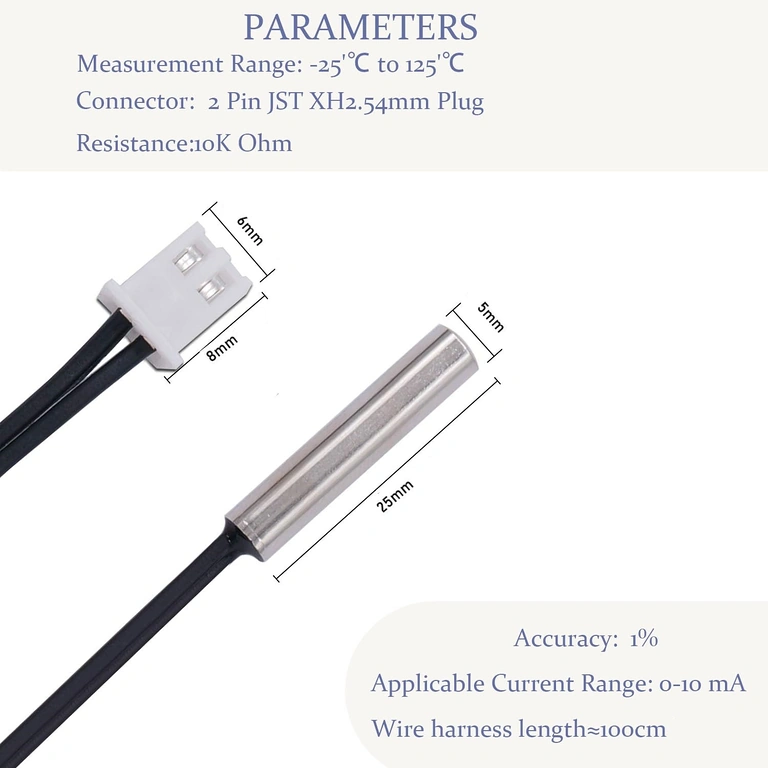 4 vnt. NTC zondų automatizavimo sistemoms 4 vnt. NTC 10K jutiklis šildymo automatizacijai