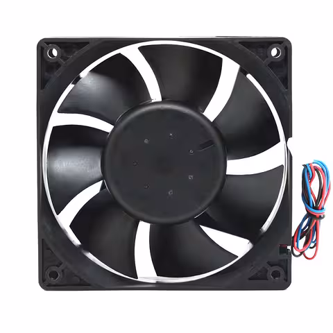 120x120 mm 48 V ašinio ventiliatoriaus priekinis vaizdas